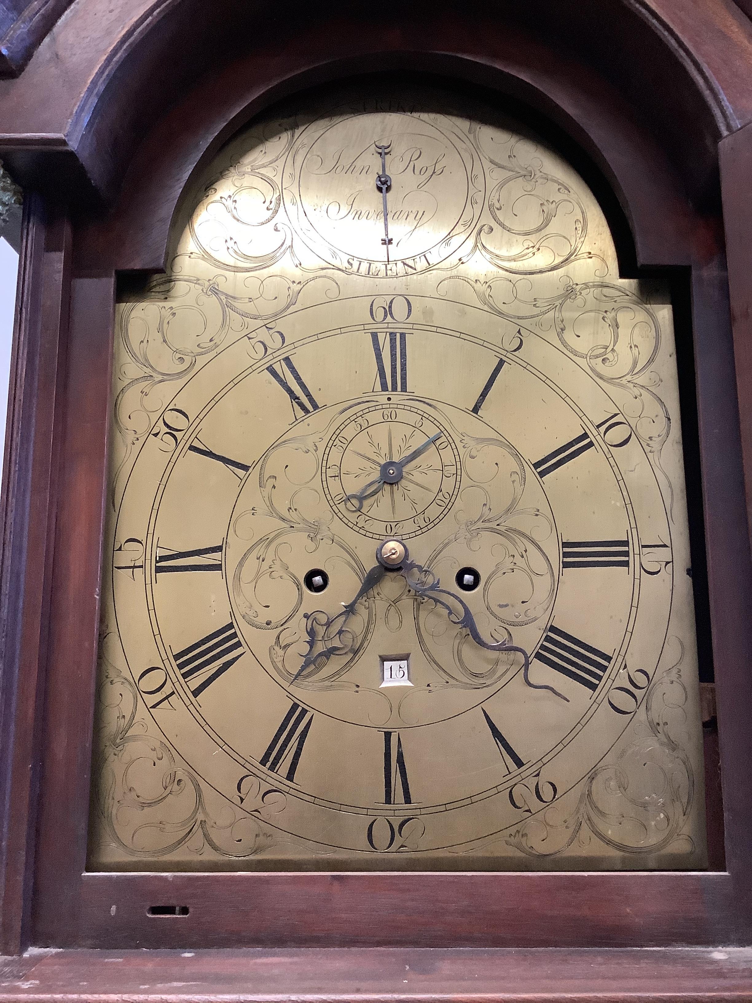 A George III mahogany eight day longcase clock, marked John Ross, Inveraray, height 233cm